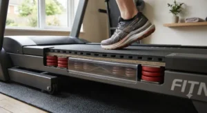 Système d'amortissement de la surface de course sur un tapis fixe de sport
