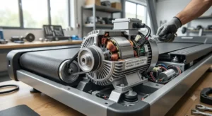 Vue détaillée du moteur puissant et silencieux adapté à une utilisation régulière sur tapis de course