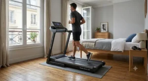 Tapis de course pliable silencieux adapté pour faire du sport en appartement sans déranger le voisinage.