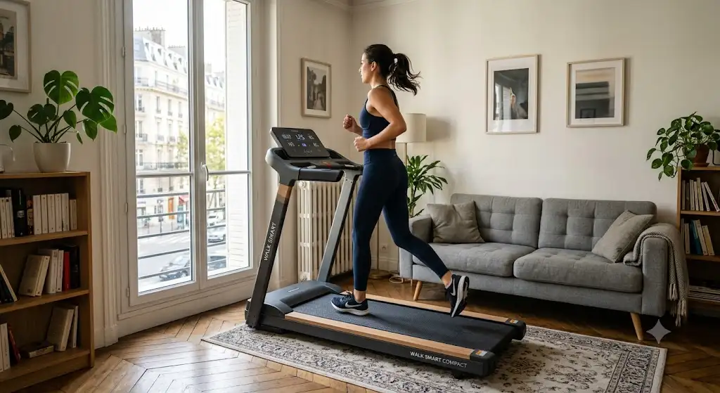 Tapis de course compact et pliable idéal pour le sport en appartement