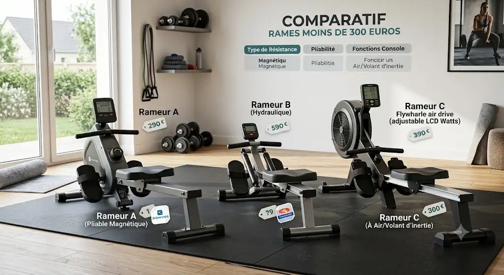 Comparatif des meilleurs rameur pas cher moins de 300 euros pour le sport à domicile