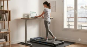 Profitez d'un tapis de course moins de 300 euros compact, comme un tapis de marche sous bureau, pour le télétravail